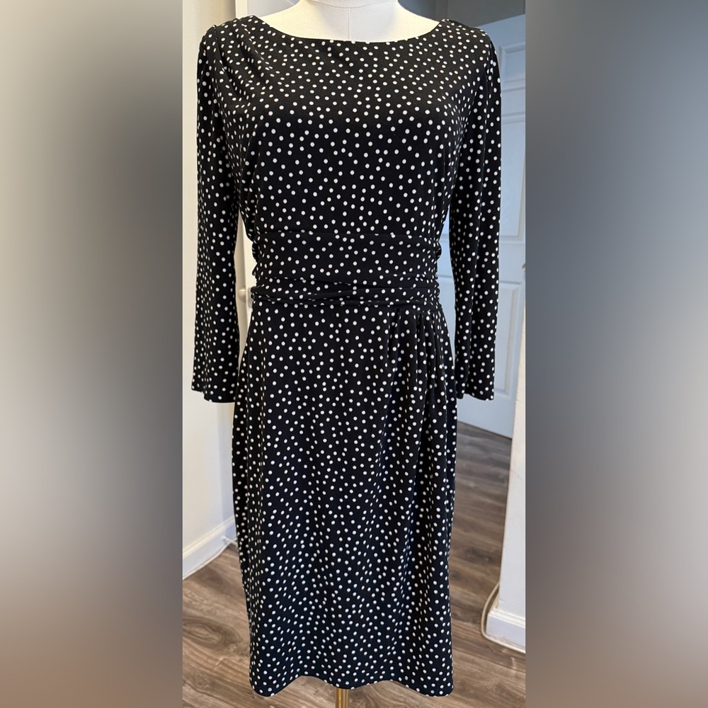 Ann Taylor Black & White Polka Dot Sheath Dress – Size 6 🤍🖤